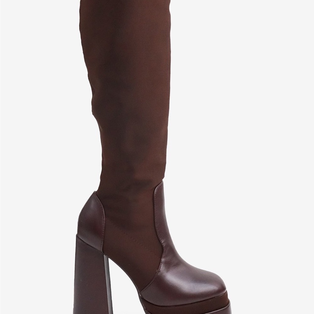 Elegant Dark Brown Heeled Boots - Picture 2 of 2